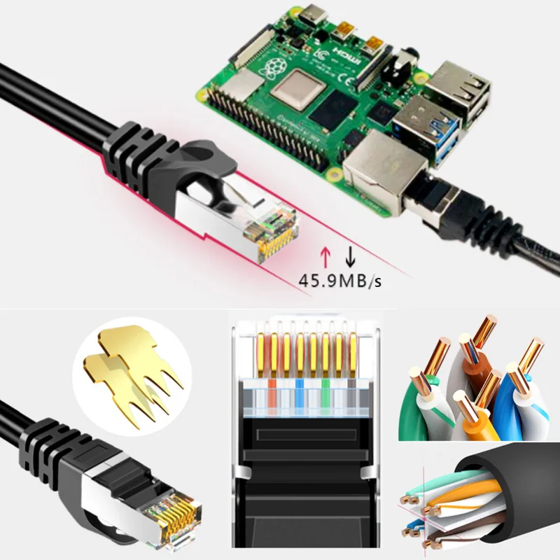 Гигабитный Ethernet кабель металлический разъем 1000/100/10 м сетевой держатель для