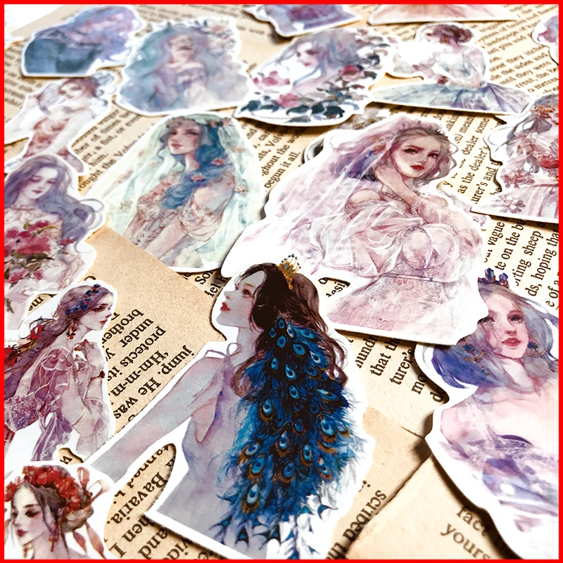 

Temperament girl vintage personalized scrapbook Stickers scrapbooking material personalized sticker happy planner junk journal