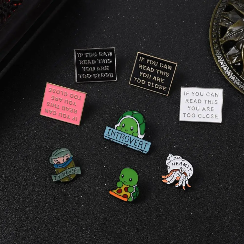 Эмалированные булавки Meme Introverts забавные значки с цитатой в виде черепахи краба