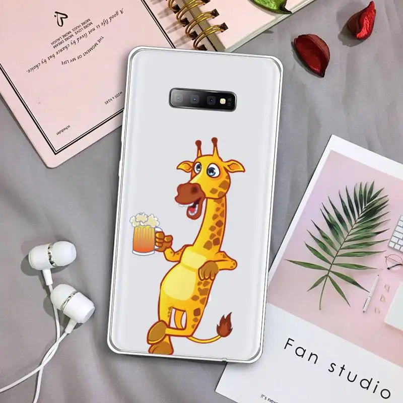 

Giraffe animal cute and funny Phone Case Transparent For Samsung Galaxy S A 5 7 8 9 2015 20 edge plus 10 e lite 2019