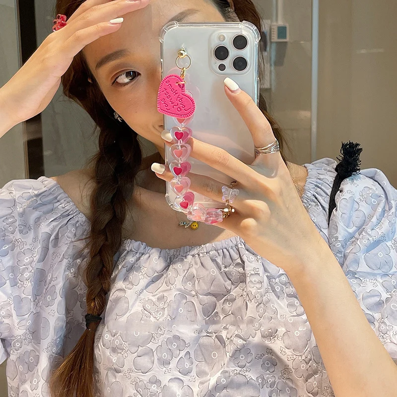 Cute 3D leather Love Heart Bracelet Case For Samsung Galaxy NOTE 20 10 8 9 S21 FE S20 ultra 5G S8 S9 Plus S10 Wrist Strap Cover