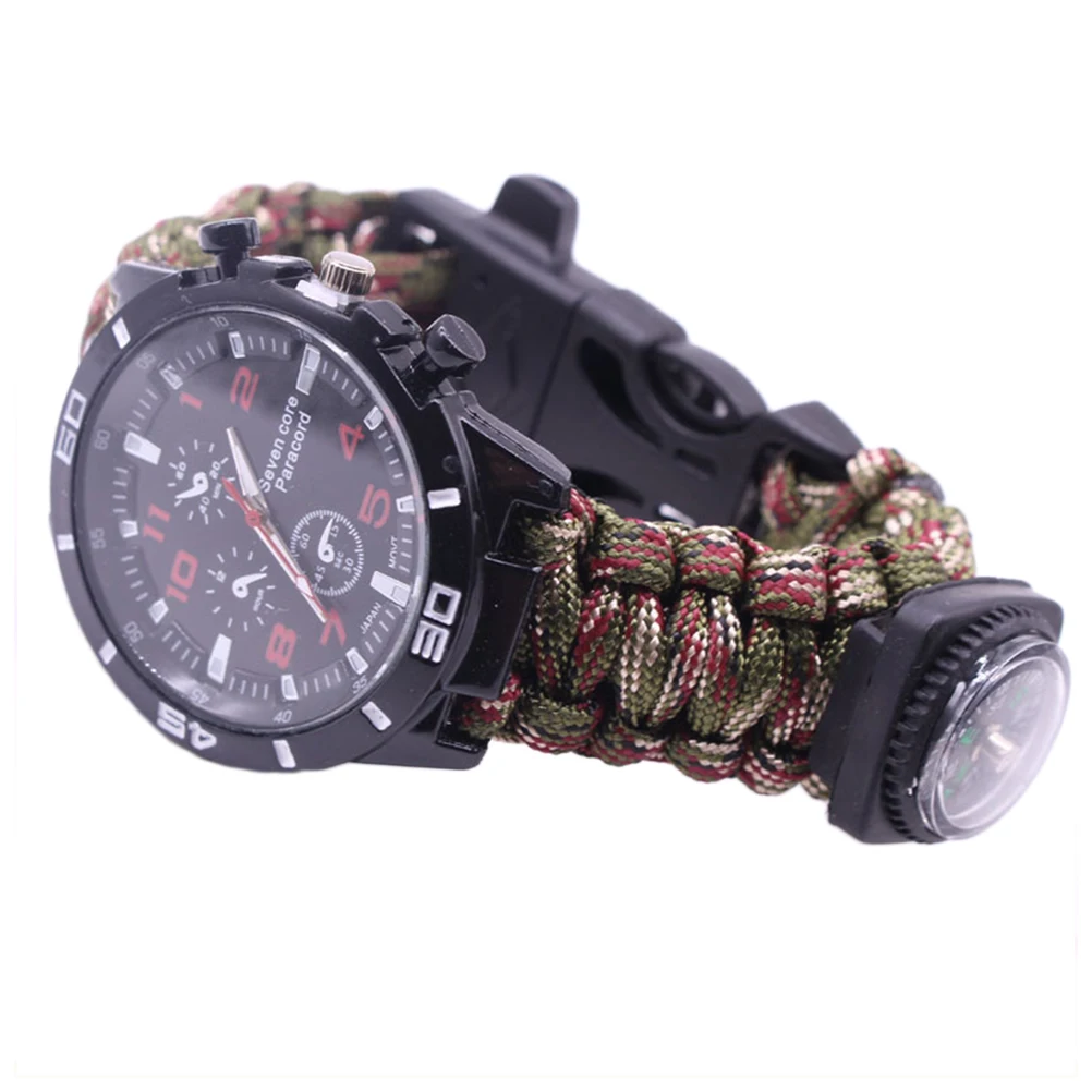 green Camouflage Открытый Многофункциональный наручные часы Браслет свисток Компас Мода выживания кемпинг спасательная Веревка Плетеный Браслет - Цвет: green Camouflage