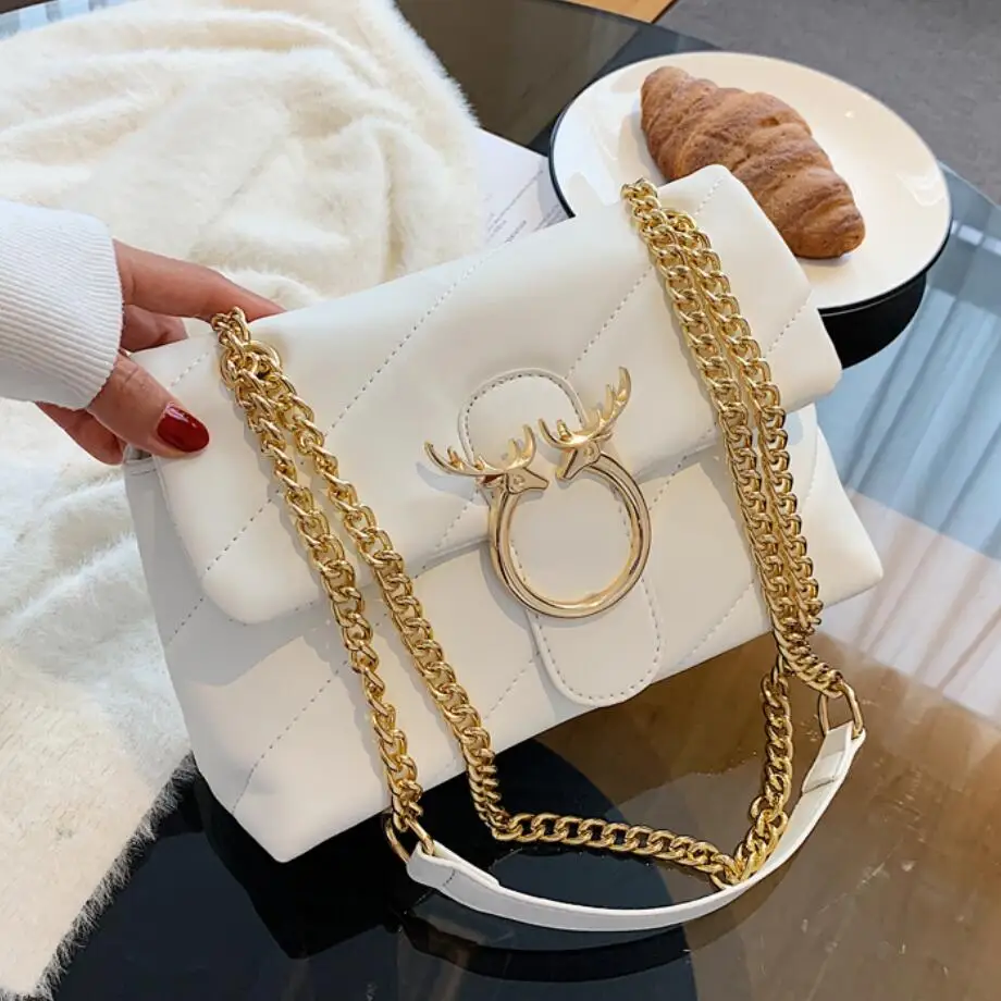 

Solid color Square Tote bag 2020 Fashion New High quality PU Leather Women's Designer Handbag Chain Shoulder Messenger Bag
