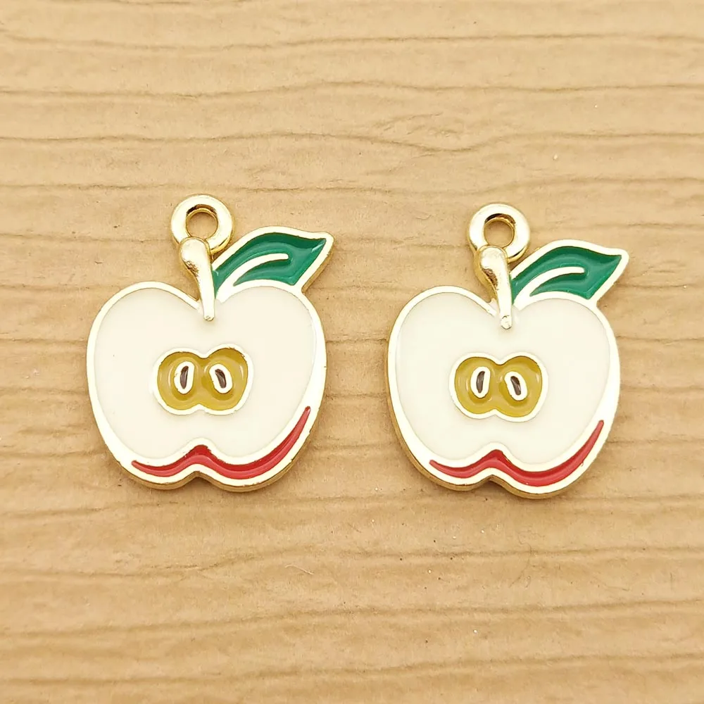 

10pcs 15x20mm enamel apple charm for jewelry making fashion earring pendant necklace charm bracelet charms diy finding