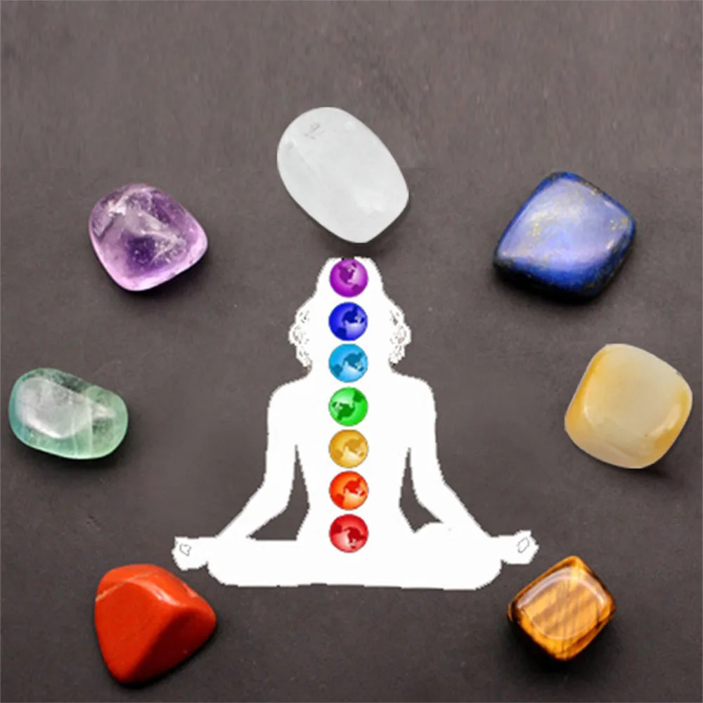 

Natural Crystal 7 Chakra Stones Healing Energy Stone Ornament Set Tumbled Polished Chakras Balancing Therapy Crafts@#527