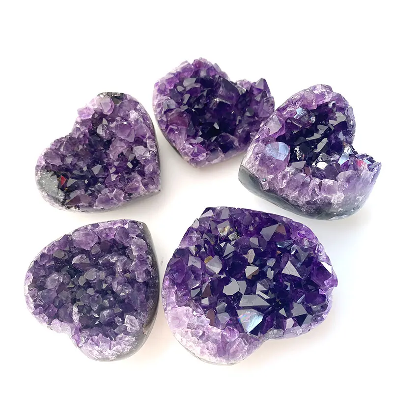 

Wholesale High Quality Natural Amethyst Cluster Heart-Shaped Ornaments for Wedding Gifts