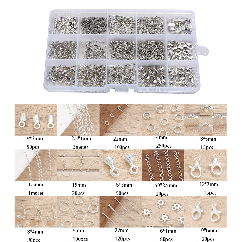 

DIY Set Jewelry Accessories Combination Wires Open Ring Close Ring Lobster Clasp Ring Hand Tool Pliers Set