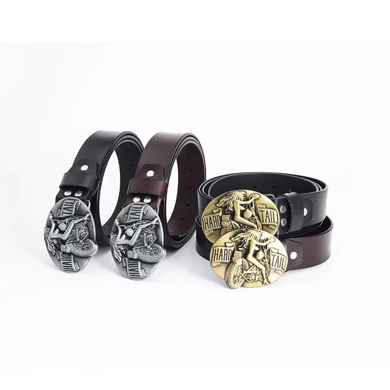 Ремень из натуральной кожи для мужчин и женщин модный Байкерский пояс в стиле