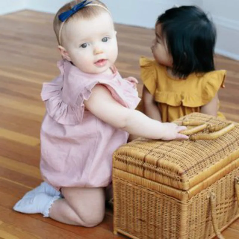 Детская одежда для близнецов милая летняя маленьких девочек розового желтого