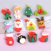 10pcslot santa claus snowman bell christmas decoration resin charms pendants for jewelry making accessories keychain charms