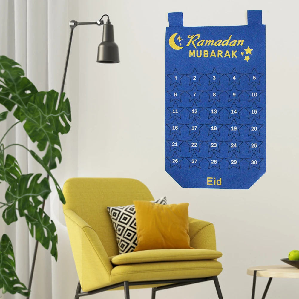 Висящий войлочный календарь Eid Mubarak на 30 дней декор для Рамадана обратного