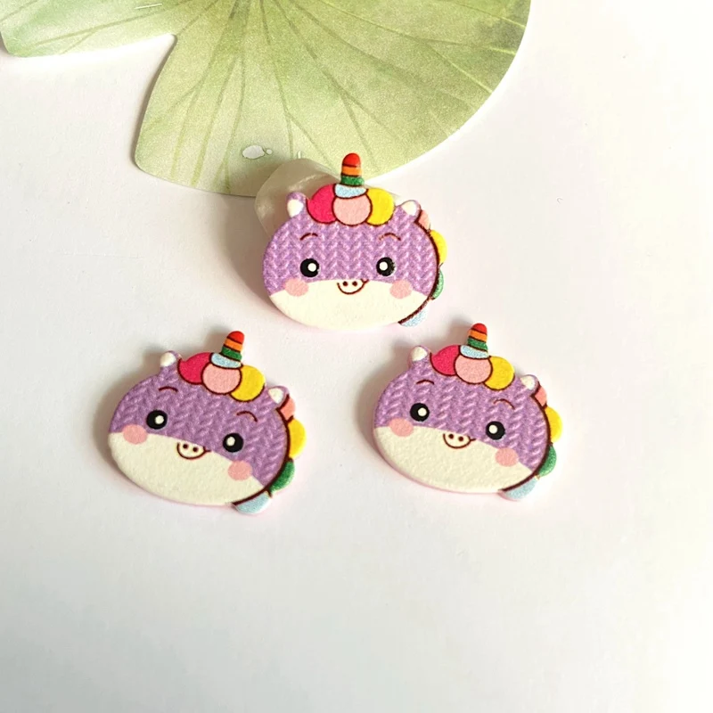 

50Pcs/lots Mixed Set Animal Printed Wood Unicorn Fairy Dinosaur Bear Resin Patch DIY Girl Child Clip Hair Rope Jewelry Accessory