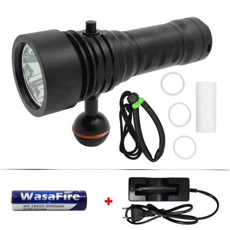 Светодиодный фонарик для дайвинга 3 лм 18650 фонарь 4W2R подводный свет видеосъемки