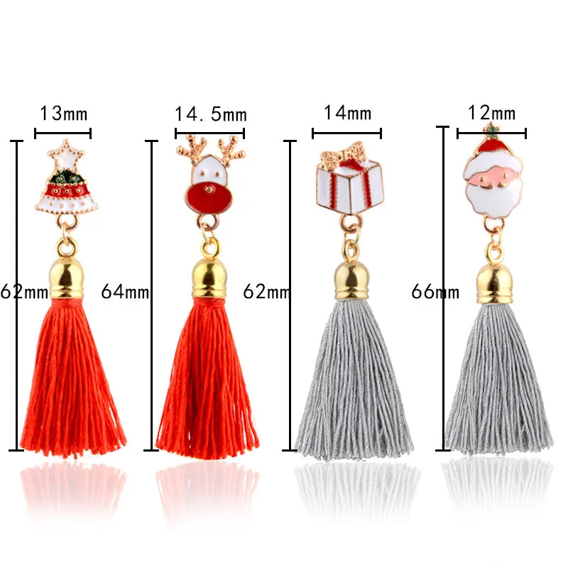 New Tassel Cartoon Christmas Elk Santa Claus Enamel Brooches Pin Badge Jewelry Clothes Clips Gift MV66 | Украшения и аксессуары