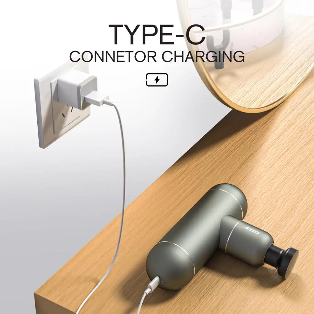 SND Mini Electric Fascia Gun Fitness Massage for Neck Back Body Relax Soreness Pain Relief 4 Heads 3 Adjustable Speeds | Красота и