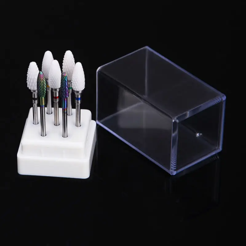 7 отверстий Держатель для сверл ногтей подставка с крышкой чехол хранения