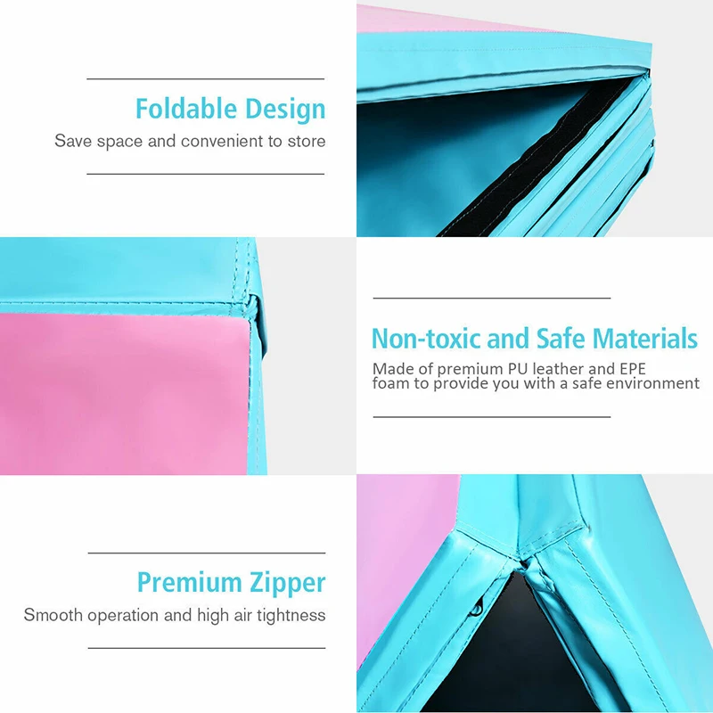 

4' x 10' x 2" Yoga Mat Folding Gymnastics Tumbling Gym Mat Advanced EPE Foam PU Surface Fitness Exercise Yoga Pilates Mat