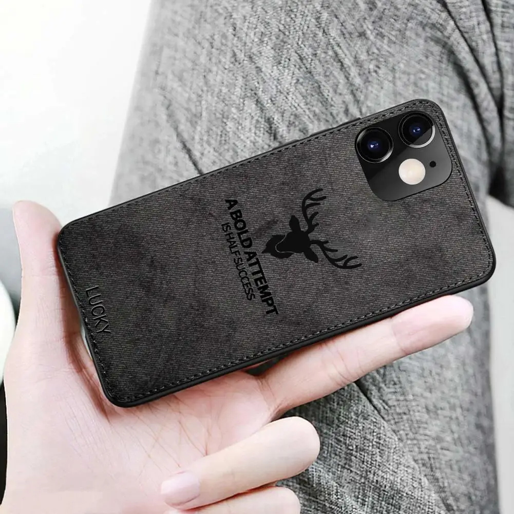 Magnetic Cloth Skin Deer Pattern Phone Case for iPhone 11 Pro Max X XS XR Soft TPU Embossed Texture Shockproof Cover Huawei |