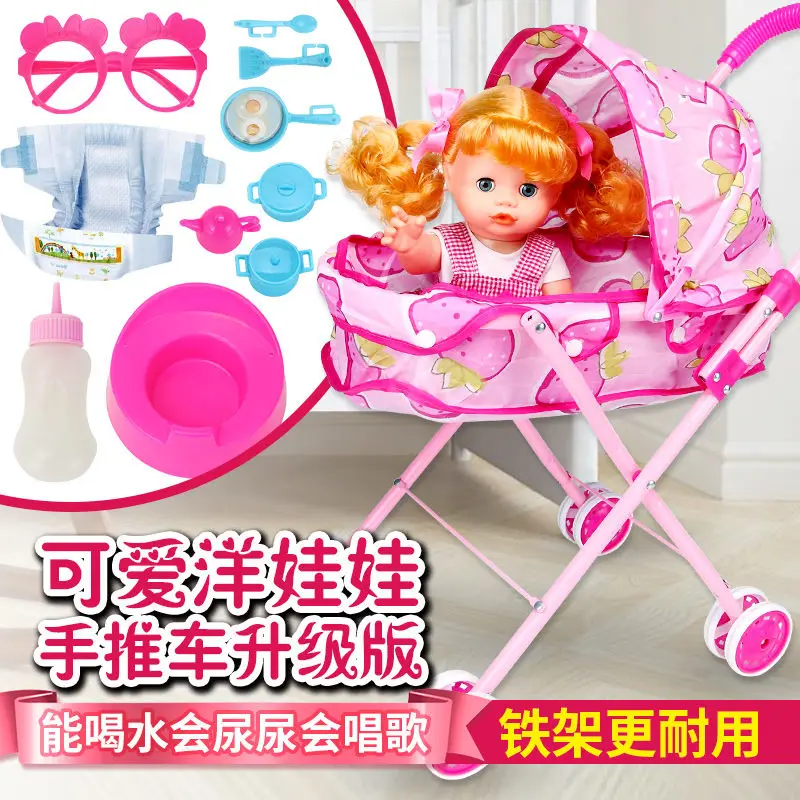 Детская коляска с большим колесом, игрушечная игрушка для девочек, детская игрушка для ролевых игр, мебель, игрушки для кукол, детская коляска