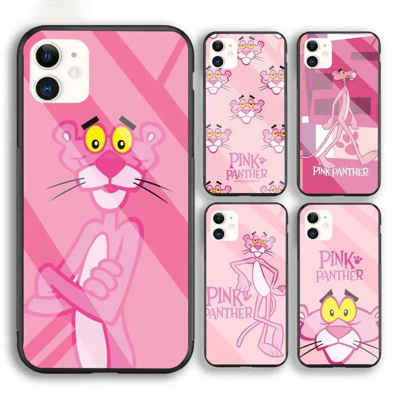 

Cartoon Pink Panther Phone Case For Iphone 6 6s 7 8 Plus XR X XS XSmax 11 12 Pro Mini Max Tempered Glass