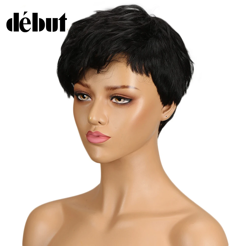 Дебютные парики для женщин прямые волнистые человеческие волосы короткий парик