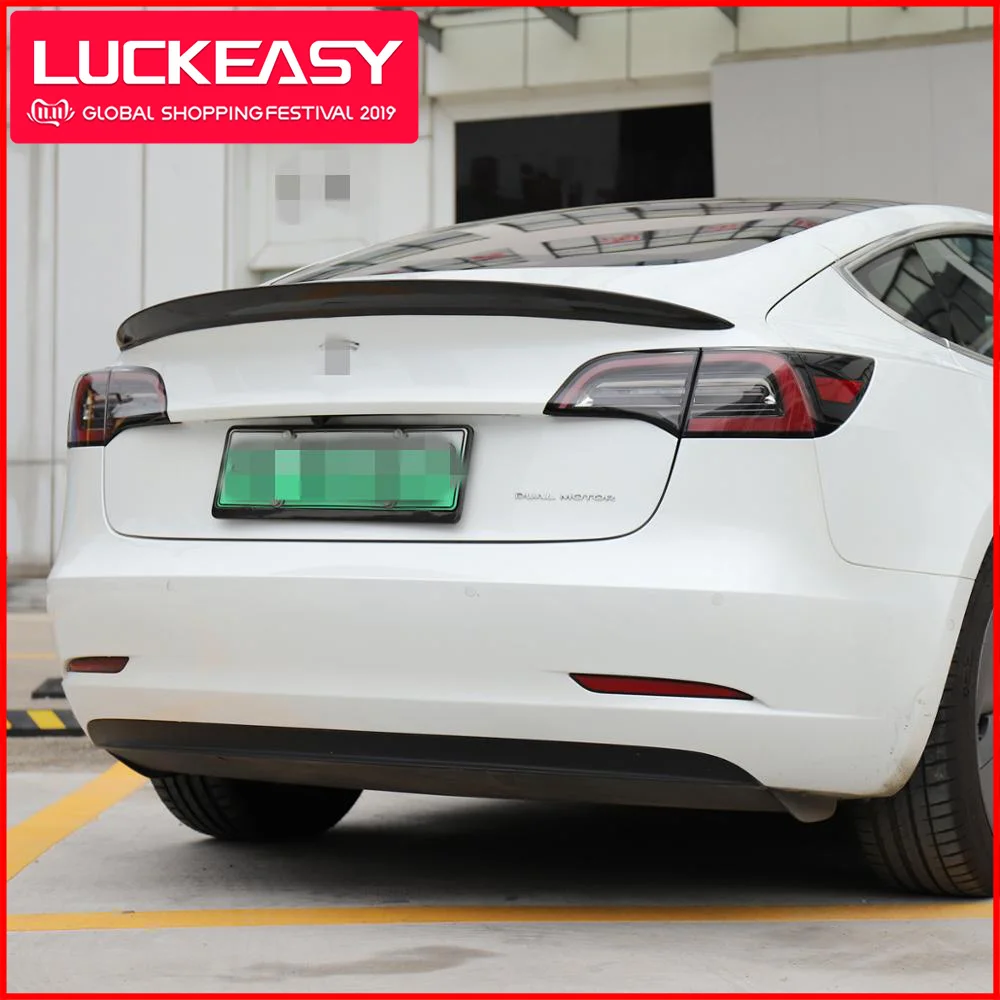 LUCKEASY автомобильный спойлер из углеродного волокна для багажника Tesla модель 3- настоящий спойлер из углеродного волокна для багажника крыло