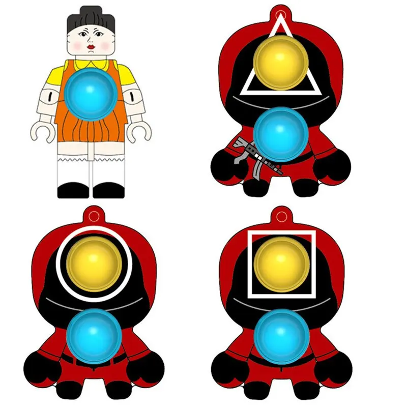 

Squid game keychain Soldier Triangle Series Creative Charms Cosplay Keychains for Ladies Women Men Kids Key Chain Toys Gift