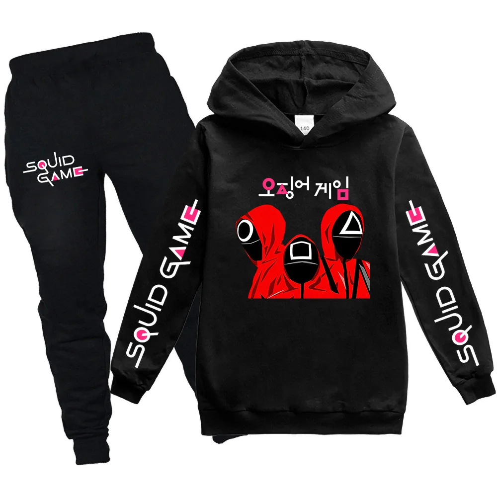 

2021 movie Squid Game Kids Tracksuits for Children Baby Boy Girls Clothing Sets Casual Teens Casual Hoodies Top+Pants 2pcs Set