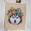 BlessLiving Hippie Husky Blankets For Beds Boho Flowers Sherpa Blanket Animal Microfiber Soft Fluffy Blanket Puppy Dog Bedding 1