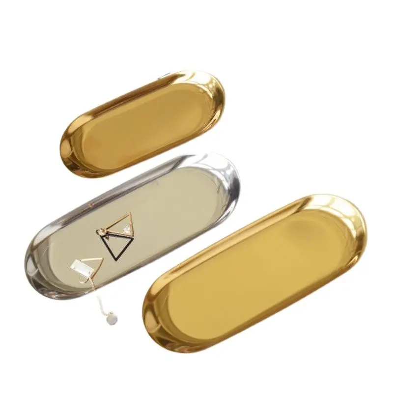 

Nordic Style Gold Dining Plate Stainless Steel Dessert Plate Nut Fruit Cake Tray Snack Kitchen Plates Western Steak Dishes