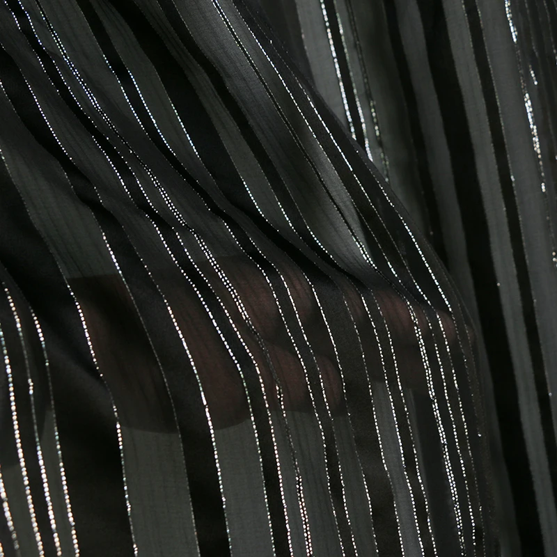 50 см * 140 черная жаккардовая пряжа шелковая жоржет ткань Швейные платья для женщин