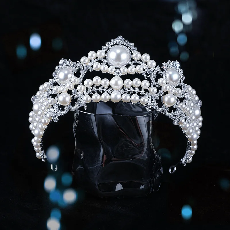 

Классический свадебный головной убор с кристаллами, жемчужины, повязка на голову, свадебные аксессуары для волос, головной убор, свадебная корона, обеденвечерние головной убор, диадема