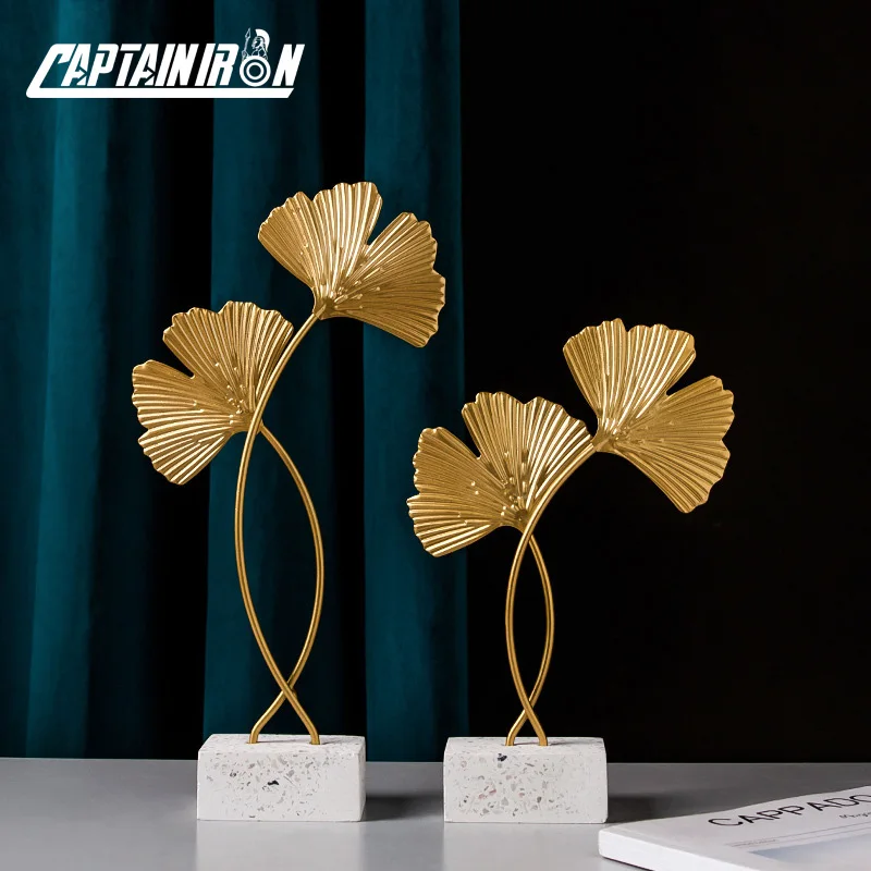 

Статуэтки с листьями гинкго, миниатюрные фигурки, железное золотое дерево в форме ремесла, растительное украшение, металлическое украшение...