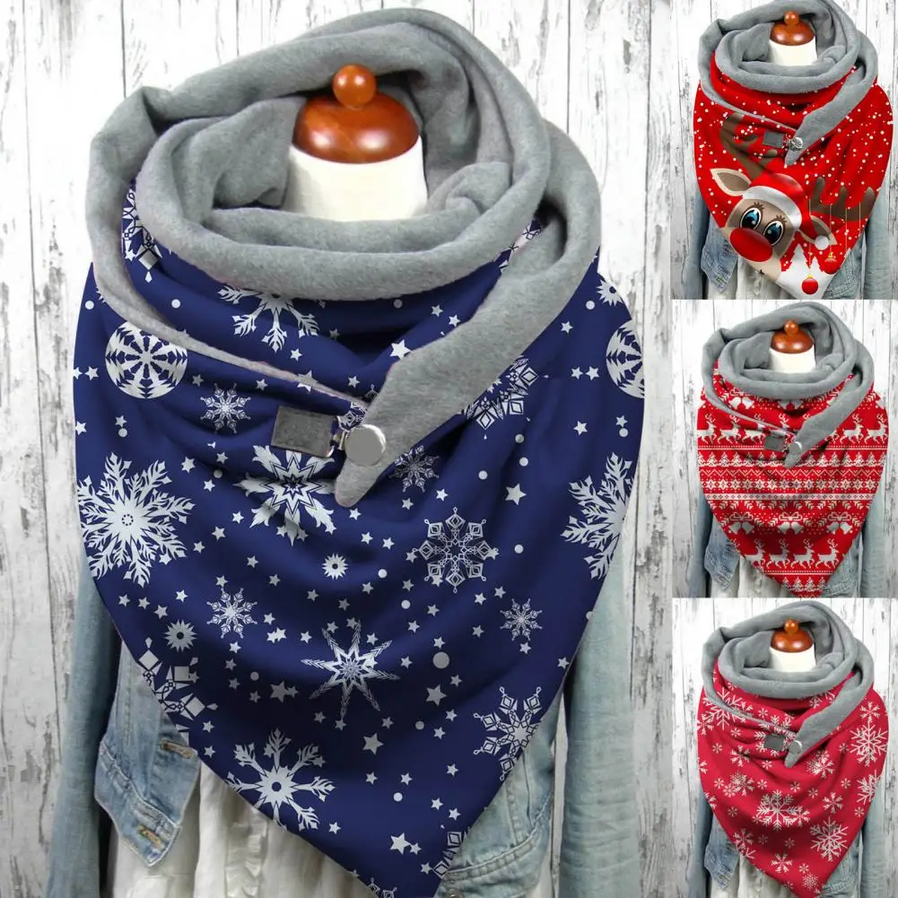Женский шарф с милым принтом лося треугольный для путешествий Рождественский |