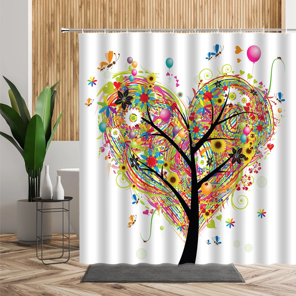 

Абстрактная занавеска для душа с рисунком дерева, цветы подсолнуха, декоративные украшения для ванной комнаты, 3D подвесные тканевые весенн...