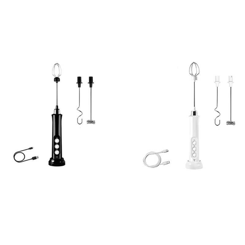 

Электрический вспениватель молока, ручной пенообразователь с 3 венчиками из нержавеющей стали для кофе, 3 скорости USB Перезаряжаемый Миксер ...