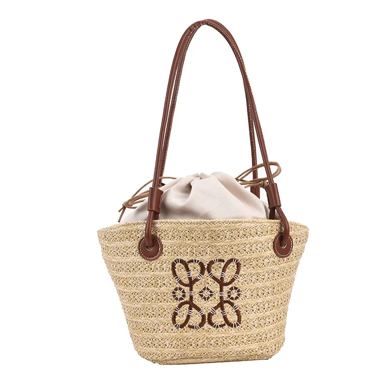 

Casual Straw Woven Bag Female 2021 Niche Design New Fashion One-shoulder Underarm Woven Bag Casual Texture Portable Bucket Bag