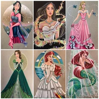 disney 5d diy squareround diamond painting fairy princess painting mermaid mosaic cross stitch brand decorative painting