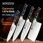 Набор поварских ножей XINZUO Santoku, 4 шт., высокоуглеродистые, Din 1,4116, из нержавеющей стали, с черной ручкой