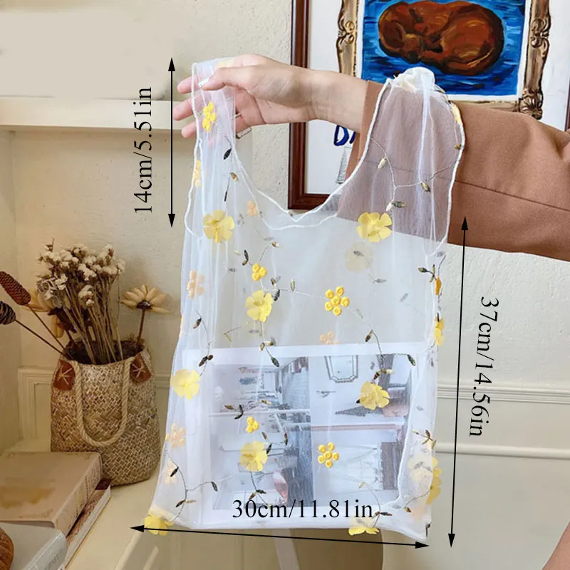 Новинка 2020 летняя женская прозрачная сумочка с цветочной вышивкой женские сумки