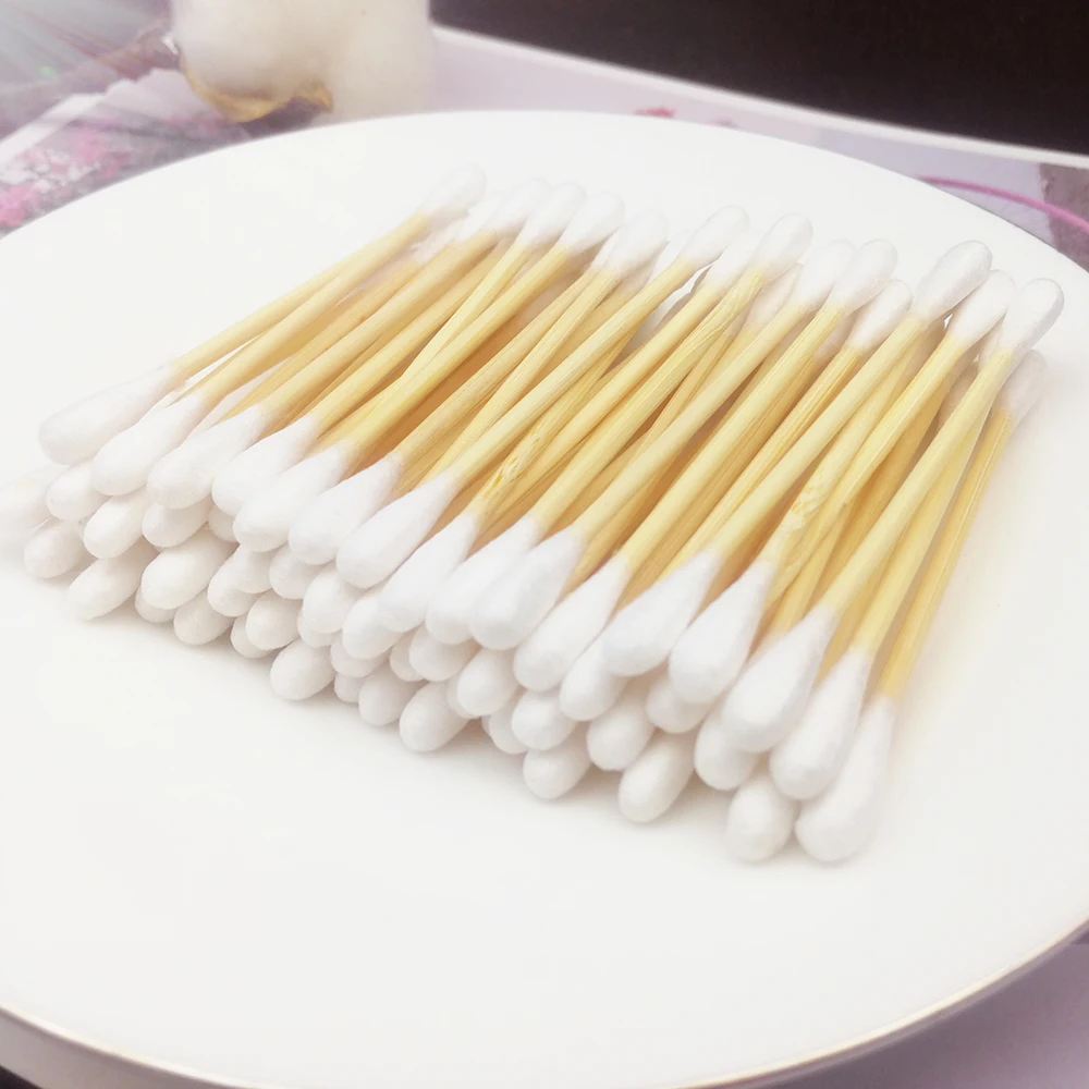 Бамбуковый ватный тампон с двойной головкой 100 шт./упак. женские ватные тампоны