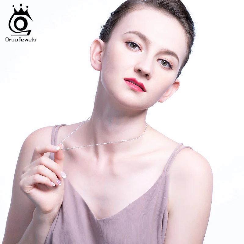 ORSA JEWELS итальянский бриллиант 5 мм цепочка Figaro Link серебряное ожерелье с цепочкой