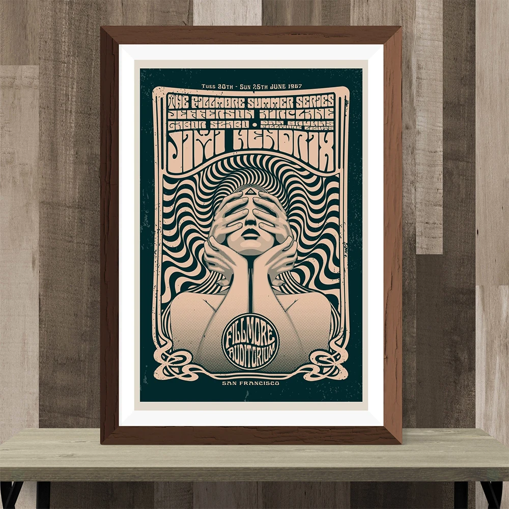 

Canvas Painting Pictures Fillmore Auditorium Psychedelic Rock Poster Music Illustration Wall Art Print Abstract For Home Decor