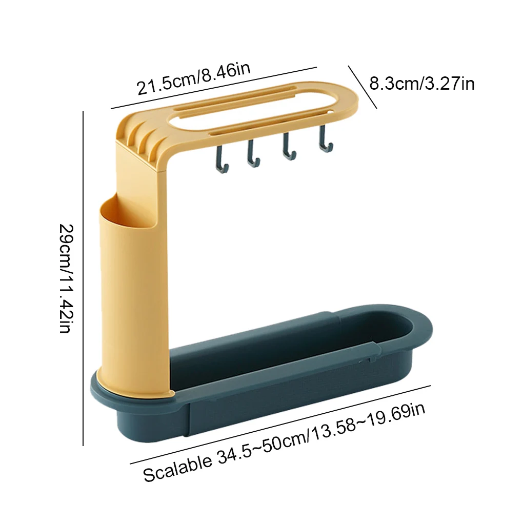 

Quality Sink Shelf Soap Sponge Drain Rack Storage Basket Bag Faucet Holder Adjustable Bathroom Holder Sink Kitchen Accessories