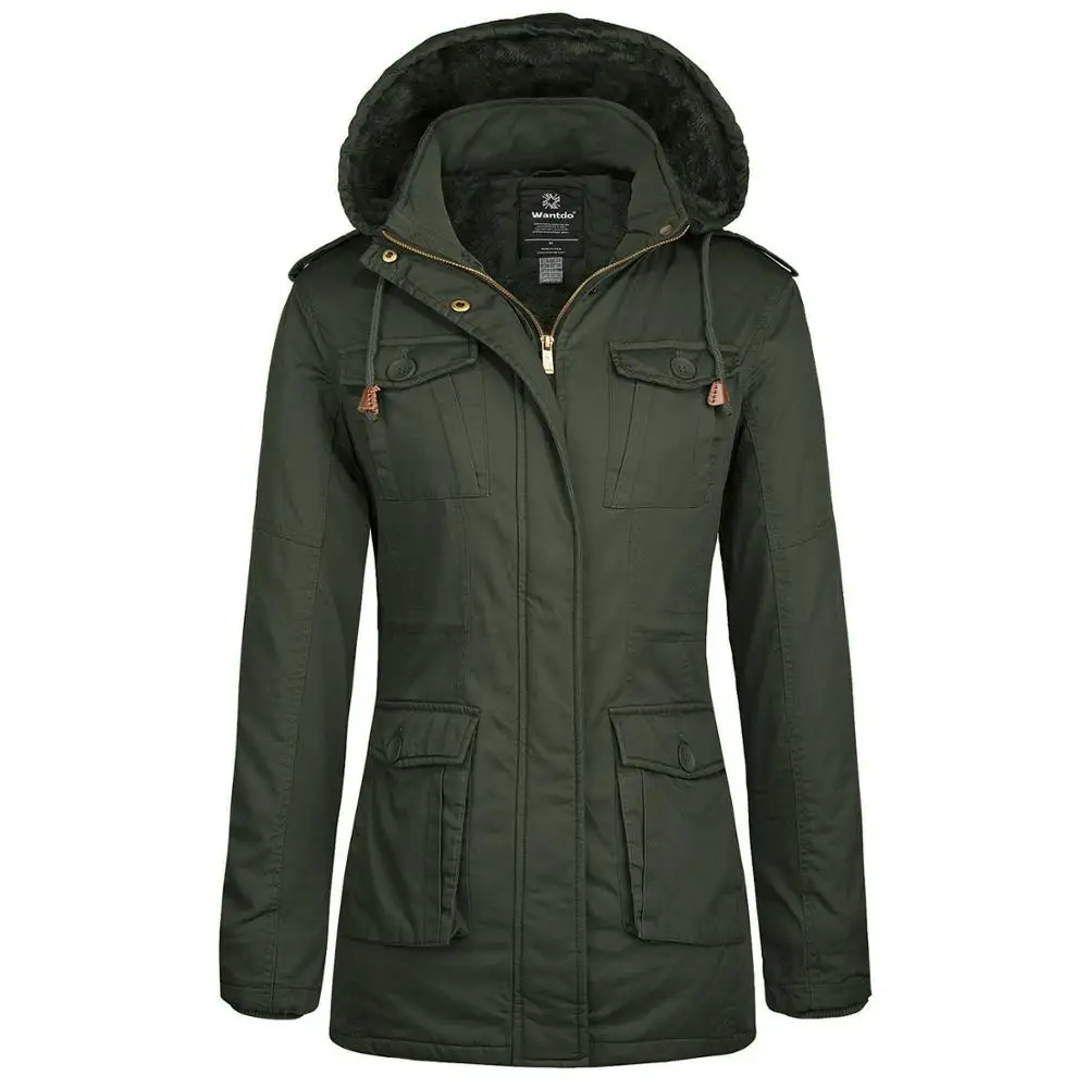 

Wantdo Women Winter Parka Sherpa Lined Coat Warm Jacket with Removable Hood