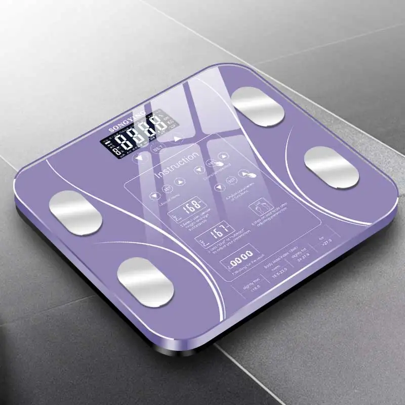Bathroom Scale LED Electronic Digital Weight Scale Body Fat Smart Household Weighing Balance Connect Composition Weight Scale - Цвет: Фиолетовый