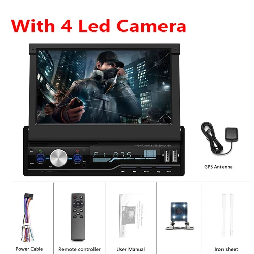 With 4 LED Camera AMPrime 1 din автомагнитола " сенсорный выдвижной Авторадио gps навигация Bluetooth MP5 Плеер FM USB аудио стерео Зеркало Ссылка Cam - Цвет: With 4 LED Camera
