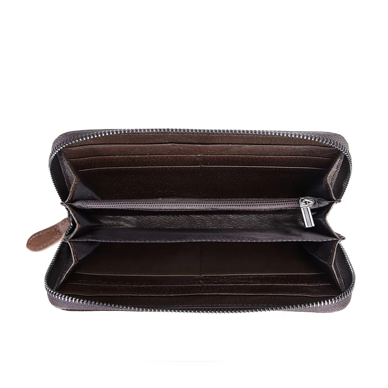 

Women's Vintage Long Wallet Genuine Leather Zip Phone Bag Card Bag Purse