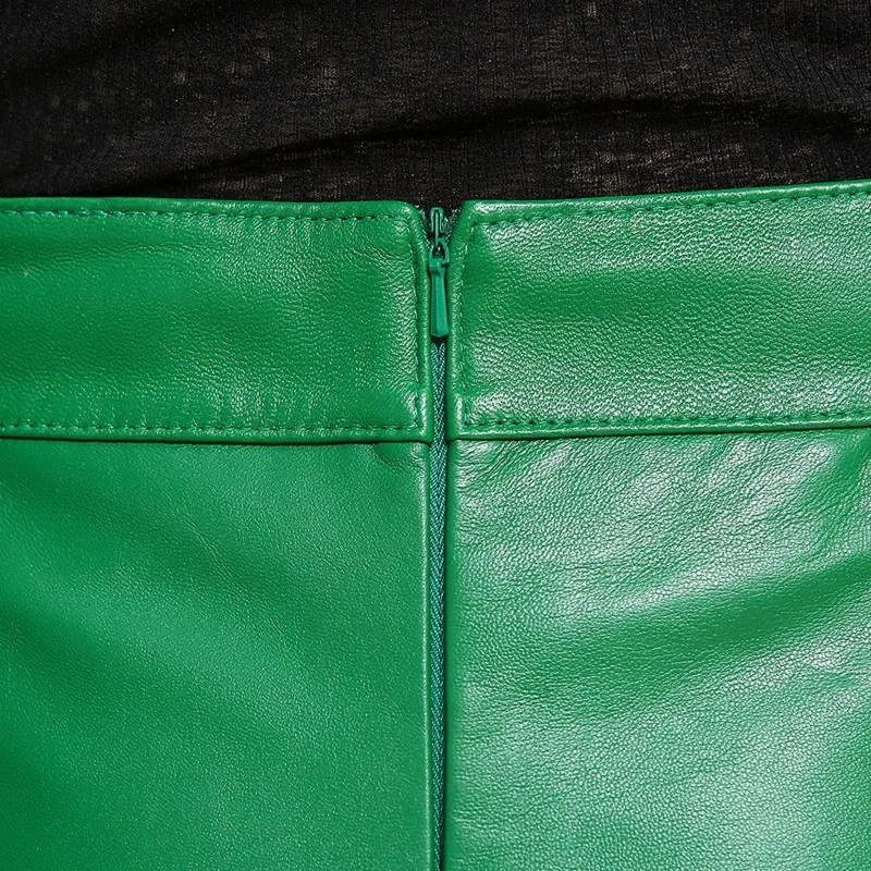 Весенняя Новая розовая Офисная Женская юбка из натуральной овечьей кожи