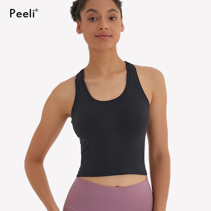 Peeli 2020 Solid Yoga Top Gym Clothes Women Quick Dry Sports Vest Fitness Shirts Breathable Workout Crop Tops Athletic Tank | Спорт и